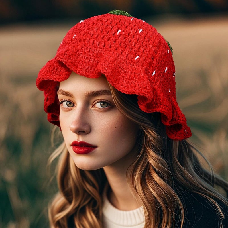 Busnos Crochet Bucket Hats for Women Handmade Hat Cute Foldable Knitted Hats for Women - Image 2